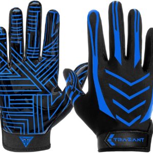 Football Gloves, Adult & Youth Super Sticky Silicone Palm Football Receiver Gloves Blue